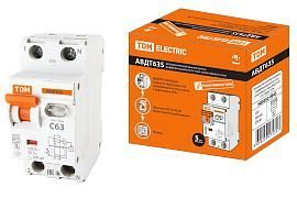 Выключатель автоматический дифференциального тока АВДТ 63А (1P+N) характеристика C 6кА 300мА АВДТ63S SQ0202-0043 TDM от поставщика КабельСпецСтрой